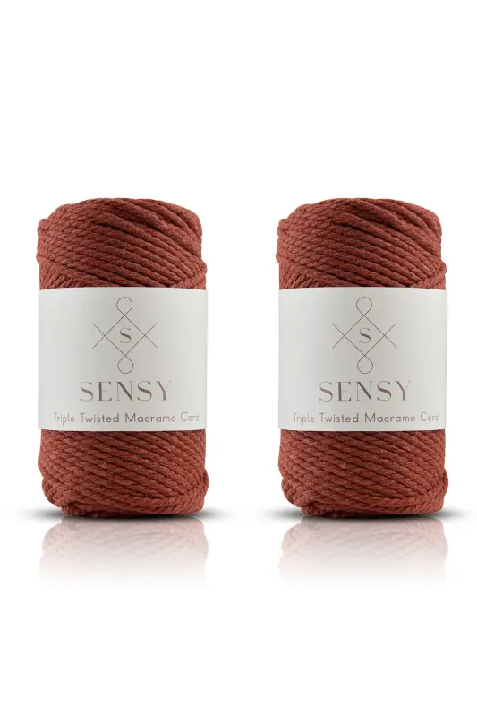 Premium 3 Ply Macrame Cord 3mm Three Ply Combed Macrame Rope Yarn 2-Piece Set 500 Gr Brick-Brick - 1