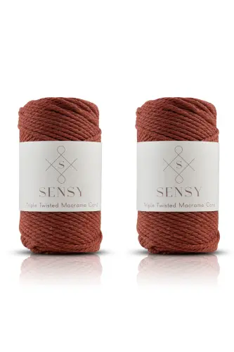 Premium 3 Ply Macrame Cord 3mm Three Ply Combed Macrame Rope Yarn 2-Piece Set 500 Gr Brick-Brick - 1