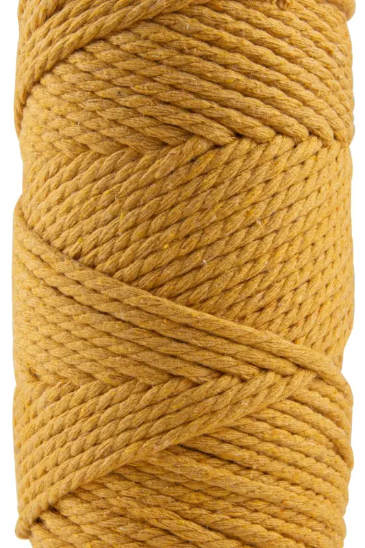 Premium 3 Ply Macrame Cord 3mm Three Ply Combed Macrame Rope Yarn 2-Piece Set 500 Gr Mustard-Mustard - 2