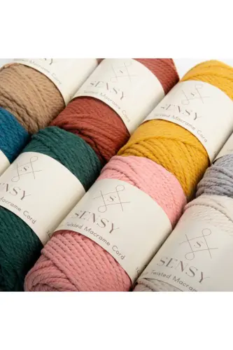 Premium 3 Ply Macrame Cord 3mm Three Ply Combed Macrame Rope Yarn 2-Piece Set 500 Gr Mustard-Mustard - 3