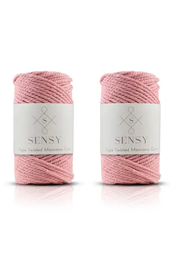 Premium 3 Ply Macrame Cord 3mm Three Ply Combing Macrame Rope Yarn 2-piece Set 500 gr Salmon-Salmon - 1