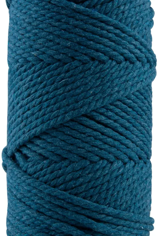 Premium 3-Ply Macrame Cord 3mm Three-Twist Combed Macrame Rope Yarn 2-Piece Set 500 Gr Petrol Blue-Petrol Blue - 2
