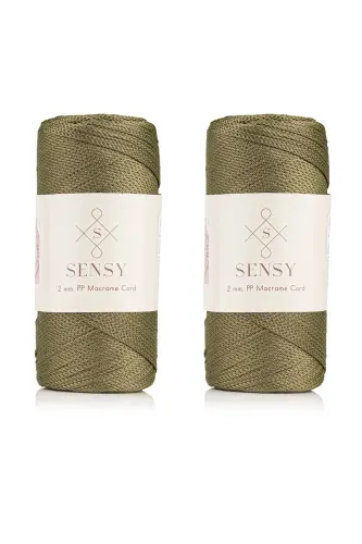 Premium 400 gr Polyester Macrame Yarn 2 Mm 2-Piece Set Khaki Macrame Yarn Placemat Bag Yarn No: 4-Khaki 