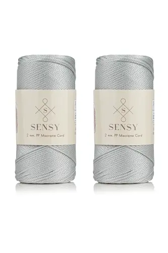 Premium 400 gr Polyester Macrame Yarn 2 Mm 2-Piece Set Light Gray Macrame Yarn Placemat Bag Yarn No: 4-Light Gray 