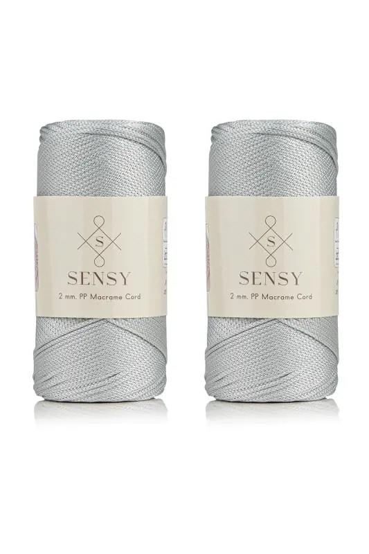 Premium 400 gr Polyester Macrame Yarn 2 Mm 2-Piece Set Light Gray Macrame Yarn Placemat Bag Yarn No: 4-Light Gray - 1