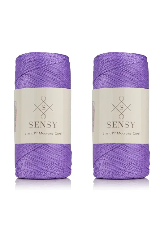 Premium 400 gr Polyester Macrame Yarn 2 Mm 2-Piece Set Lilac Macrame Yarn Placemat Bag Yarn No: 4 - Lilac - 1