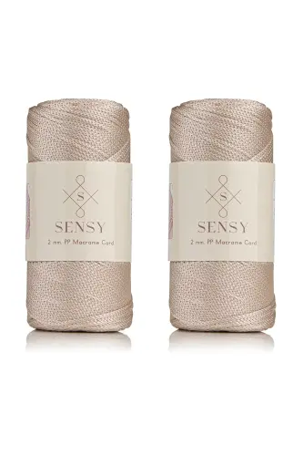 Premium 400 gr Polyester Macrame Yarn 2 Mm 2-Piece Set Milk Coffee Macrame Yarn Placemat Bag Yarn No: 4-Milk Coffee 