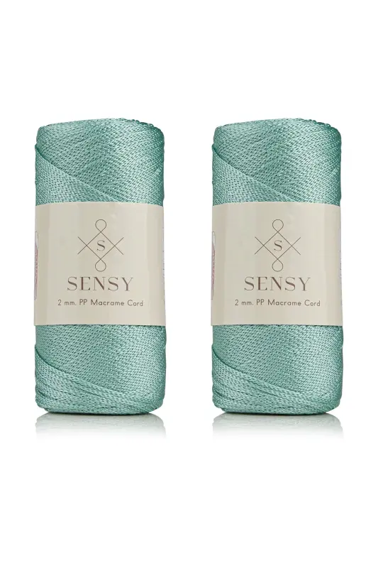 Premium 400 gr Polyester Macrame Yarn 2 Mm 2-Piece Set Mint Macrame Yarn Placemat Bag Yarn No: 4-Mint - 4