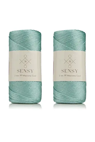Premium 400 gr Polyester Macrame Yarn 2 Mm 2-Piece Set Mint Macrame Yarn Placemat Bag Yarn No: 4-Mint 
