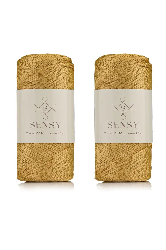 Premium 400 gr Polyester Macrame Yarn 2 Mm 2-piece Set Mustard Macrame Yarn Placemat Bag Yarn No: 4-Mustard - 1
