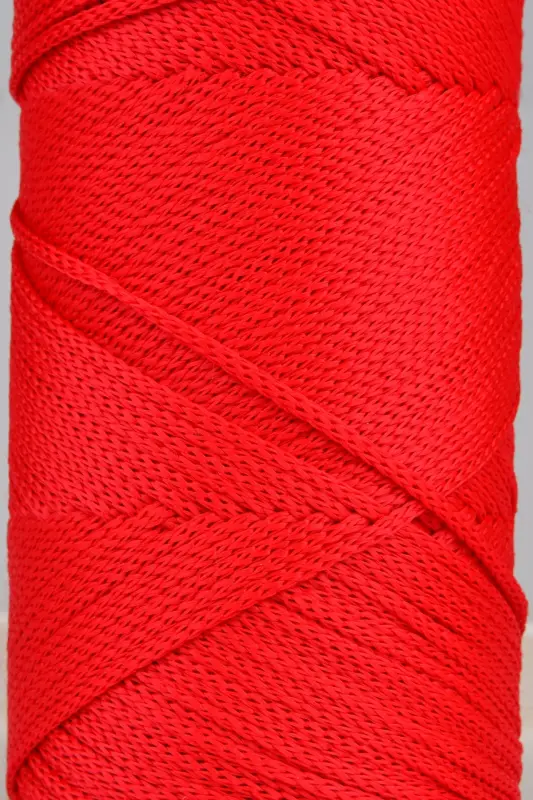 Premium 400 gr Polyester Makrame Ipi 2 Mm 2li Set Qizil Makrame Ip Supla Çanta Ipi No: 4-Qizil - 2