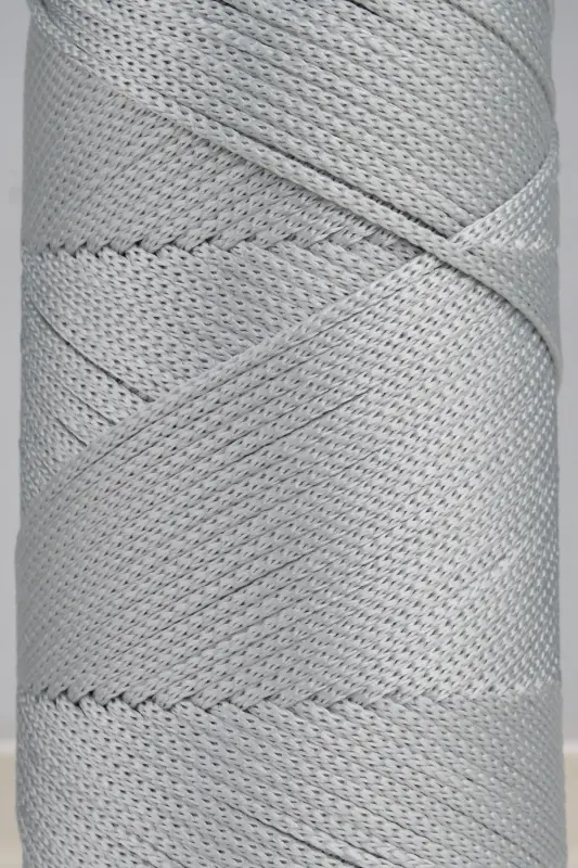 Premium 400 gr Polyester Makrome İpi 2 Mm 2'li Set Açık Gri Makrame İp Supla Çanta İpi No: 4-Açık Gri - 2
