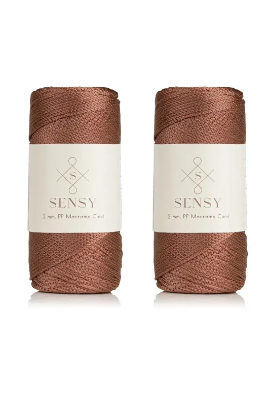 Premium 400 gr Polyester Makrome Ipi 2 Mm 2li Set Bakır Makrame Ip Supla Çanta Ipi No: 4-Bakır - 1