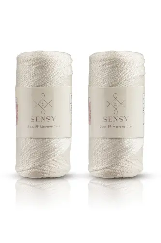 Premium 400 gr Polyester Makrome Ipi 2 Mm 2li Set Ekru Makrame Ip Supla Çanta Ipi No: 4-Ekru 