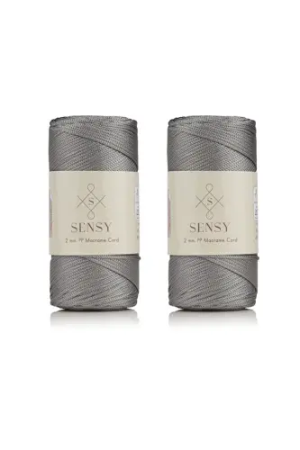 Premium 400 gr Polyester Makrome Ipi 2 Mm 2li Set Gri Makrame Ip Supla Çanta Ipi No: 4-Gri 