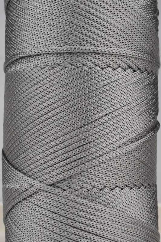 Premium 400 gr Polyester Makrome Ipi 2 Mm 2li Set Gri Makrame Ip Supla Çanta Ipi No: 4-Gri - 2