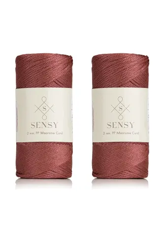 Premium 400 gr Polyester Makrome İpi 2 Mm 2'li Set Gül Kurusu Makrame İp Supla Çanta İpi No: 4-Gül Kurusu 