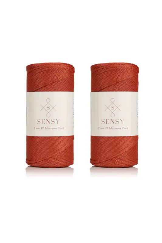 Premium 400 gr Polyester Makrome Ipi 2 Mm 2li Set Kiremit Makrame Ip Supla Çanta Ipi No: 4-Kiremit - 1