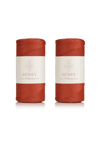 Premium 400 gr Polyester Makrome İpi 2 Mm 2'li Set Kiremit Makrame İp Supla Çanta İpi No: 4-Kiremit 