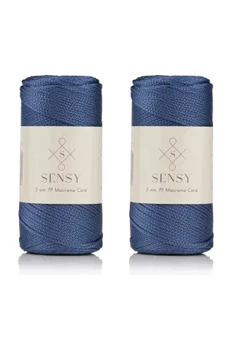 Premium 400 gr Polyester Makrome İpi 2 Mm 2'li Set Kot Mavisi Makrame İp Supla Çanta İpi No: 4-Kot Mavisi 