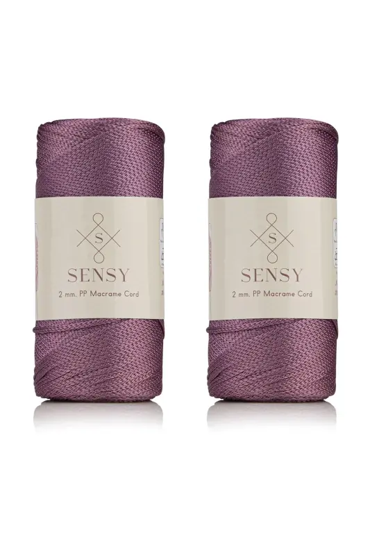 Premium 400 gr Polyester Makrome Ipi 2 Mm 2li Set Mürdüm Makrame Ip Supla Çanta Ipi No: 4 - Mürdüm - 1