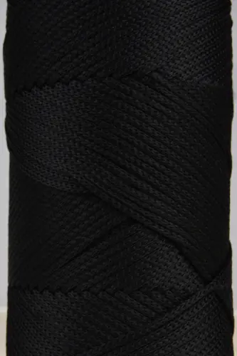 Premium 400 gr Polyester Makrome Ipi 2 Mm 2li Set Siyah Makrame Ip Supla Çanta Ipi No: 4-Siyah - 2