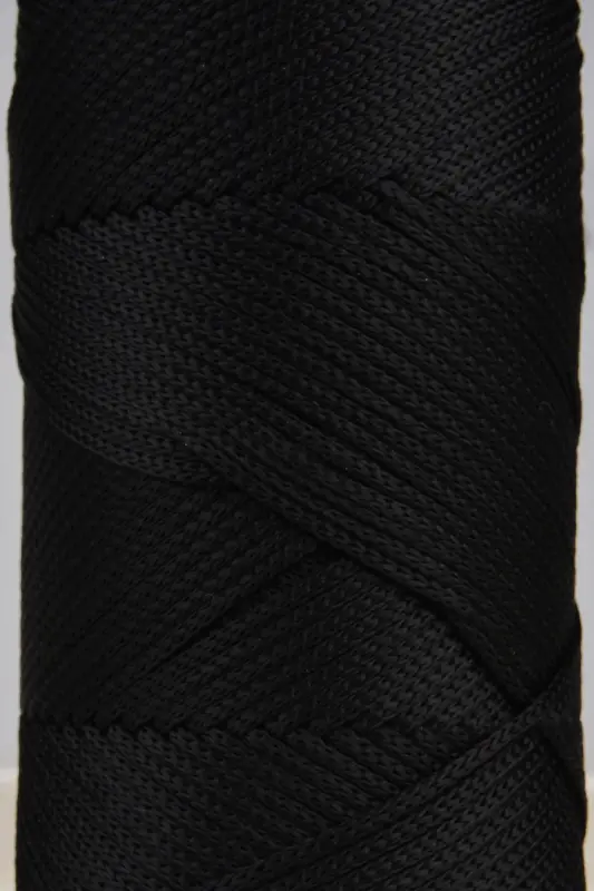 Premium 400 gr Polyester Makrome Ipi 2 Mm 2li Set Siyah Makrame Ip Supla Çanta Ipi No: 4-Siyah - 2