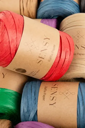 Premium 400 Meters Raffia Yarn Bag Yarn Raffia Yarn Paper Yarn Placemat Yarn 250 Gram Green-Green - 17