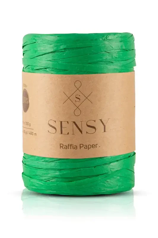 Premium 400 Meters Raffia Yarn Bag Yarn Raffia Yarn Paper Yarn Placemat Yarn 250 Gram Green-Green - 1