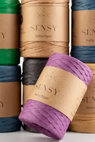 Premium 400 Metr Rafiya Ip Çanta Ipi Raffia Ip Qog'oz Ip Supla Ipi 250 Gram Mor-Mor - 13