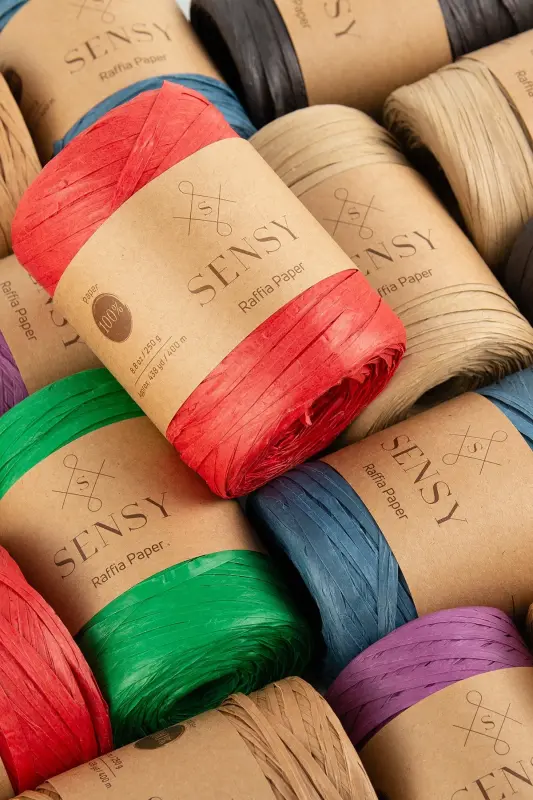 Premium 400 Metr Rafiya Ip Çanta Ipi Raffia Ip Qog'oz Ip Supla Ipi 250 Gram Mor-Mor - 7