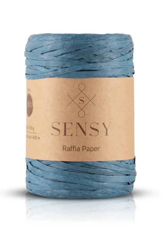 Premium 400 Metr Rafiya Ip Çanta Ipi Raffia Ip Qog'oz Ip Supla Ipi 250 Gram Moviy-Moviy - 1