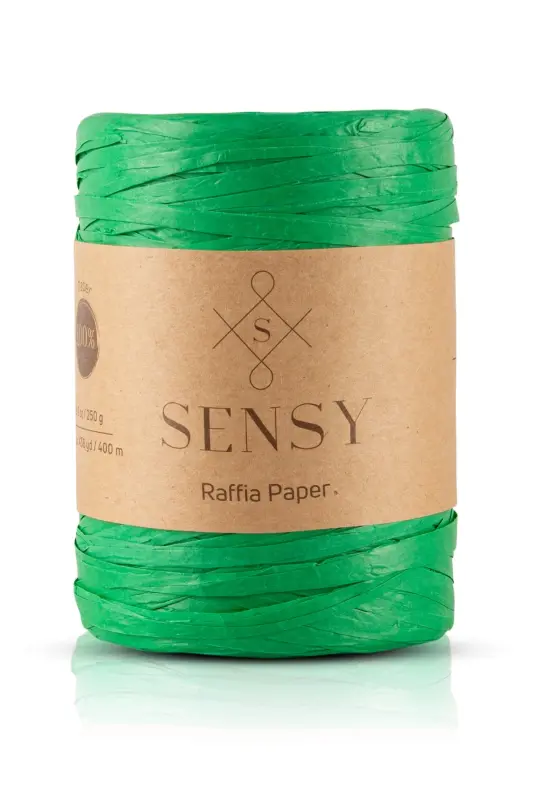 Premium 400 Metr Rafiya Ip Çanta Ipi Raffia Ip Qog'oz Ip Supla Ipi 250 Gram Yashil-Yashil - SENSY