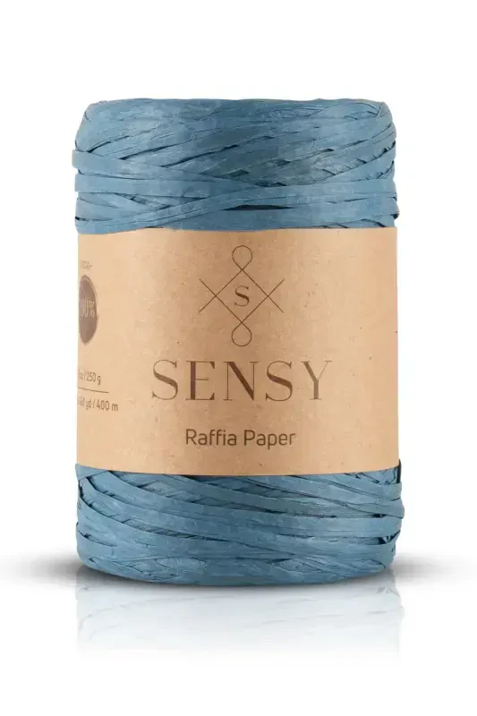 Premium 400 Metre Rafya Ip Çanta Ipi Raffia Ip Kağıt Ip Supla Ipi 250 Gram Mavi-Mavi - SENSY