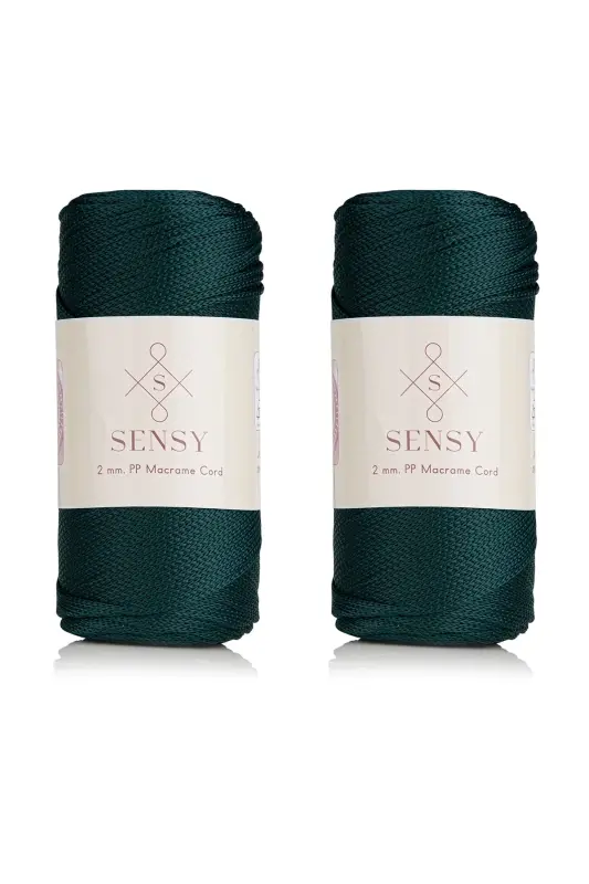 Premium 400gr Polyester Makrame Ipi 2 Mm 2li Set Yashil Makrame Ip Supla Çanta Ipi No: 4-Yashil - 1