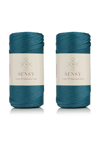 Premium 400gr Polyester Makrome İpi 2 Mm 2 Set Petrol Mavisi Makrame İp Supla Çanta İpi No: 4-Petrol Mavisi 