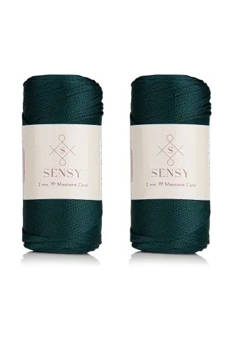 Premium 400gr Polyester Makrome İpi 2 Mm 2'li Set Yeşil Makrame İp Supla Çanta İpi No: 4-Yeşil 