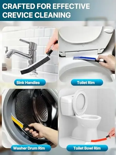 Premium 6Pcs Hard Bristle Crevice Cleaning Brushes, Multifunctional Crevice Cleaning Tools, Designed for Cleaning Narrow Spaces, Suitable for Toilet, Faucets, Kitchen, Grout, KOSPRIE - 3