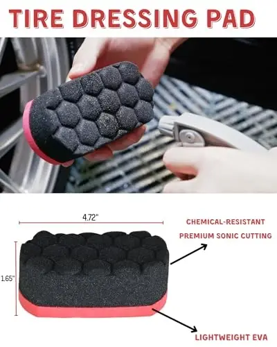 Premium 7PCS Car Wheel Rims Detail Cleaning PRO Wash Kit, Wheel Wash Mitt, Tire Brush,2PCS Soft Woolies Wheels Brush,Detailing Brush and Tire Dressing Pad,Microfiber Dry Towel Scratch-Free Cleaning - 5