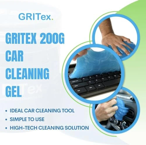Premium Car Cleaning Gel (200g) Interior Detailing Kit Automotive Duster Crumbs Cleaner Car Crevice Cleaner Slime Auto Air Vent Removal Putty Cleaning Keyboard Cleaner Car Accessories Window Sill Blue - GRITex (1)