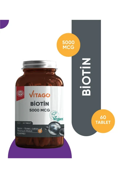 Premium Biotin 5000 Mcg 60 Tabletka - VITAGO
