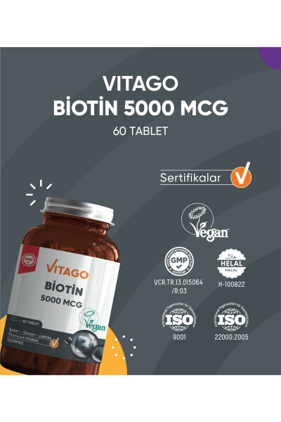 Premium Biotin 5000 Mcg 60 Tablets - 4