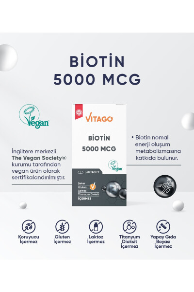 Premium Biotin 5000 Mcg 60 Tablets - 6