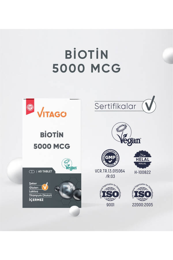 Premium Biotin 5000 Mcg 60 Tablets - 8