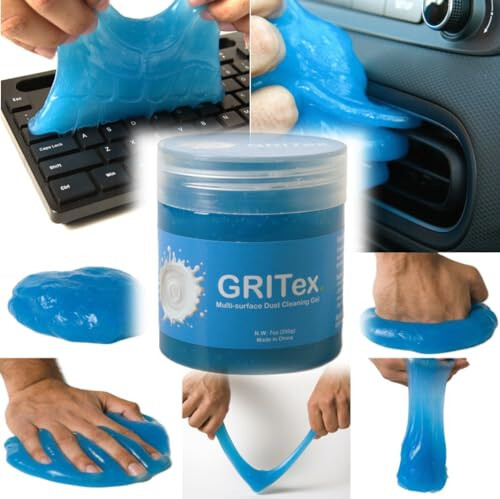 Premium Car Cleaning Gel (200g) Interior Detailing Kit Automotive Duster Crumbs Cleaner Car Crevice Cleaner Slime Auto Air Vent Removal Putty Cleaning Keyboard Cleaner Car Accessories Window Sill Blue - GRITex