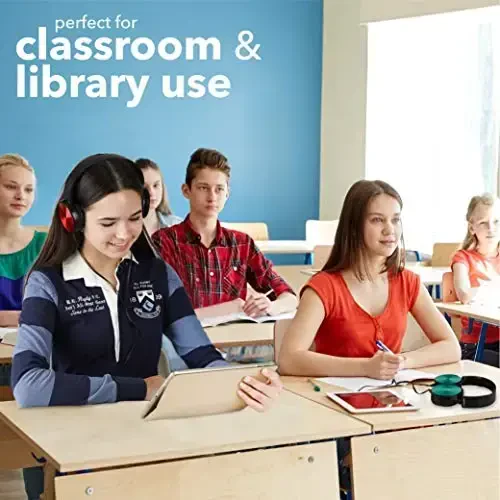 Premium Classroom Headphone & Mic Set 3.5mm Jack Stereo Sound Earphones with Microphone & Soft Swivel On Ear Pads- Perfect for E-Learning, Meetings, Calls - Bulk Pack of 5 (Black) - 3