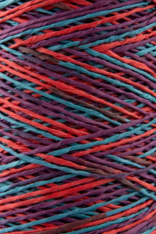 Premium Multi Çok Renkli 170M Doğal Kağıt İp, Hasır Kağıt İplik, Rafya,Çanta,Supla, Şapka İpi,-400 - 2