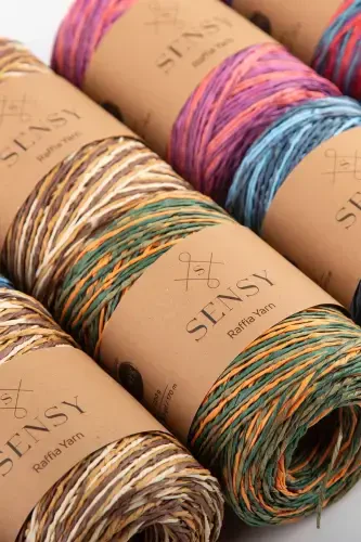 Premium Çok Renkli Ebruli 170M Doğal Kağıt İp, Hasır Kağıt İplik,Rafya,Çanta,Supla,Şapkaİpi,-411 - 3