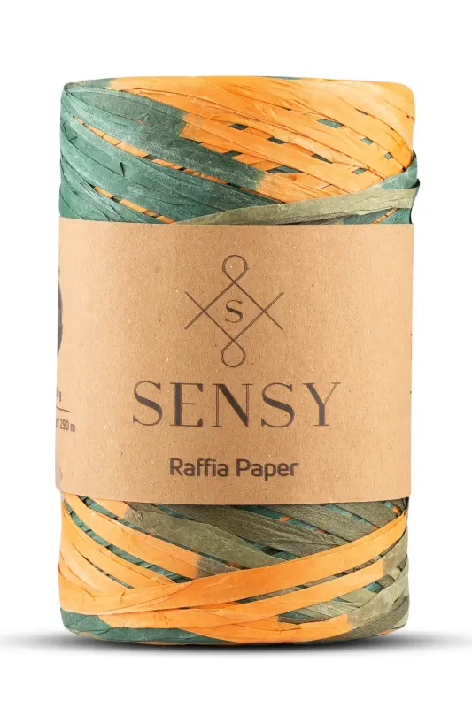 Premium Çok Renkli Multi Ebruli 290 Metre Rafya İp Çanta İpi Raffia İp Kağıt İp Supla İpi - 411 - 1