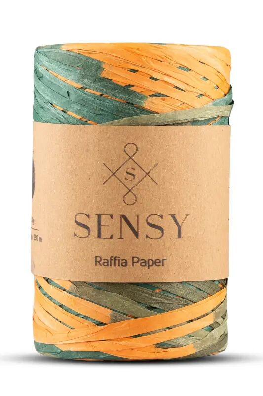 Premium Çok Renkli Multi Ebruli 290 Metre Rafya İp Çanta İpi Raffia İp Kağıt İp Supla İpi - 411 - SENSY